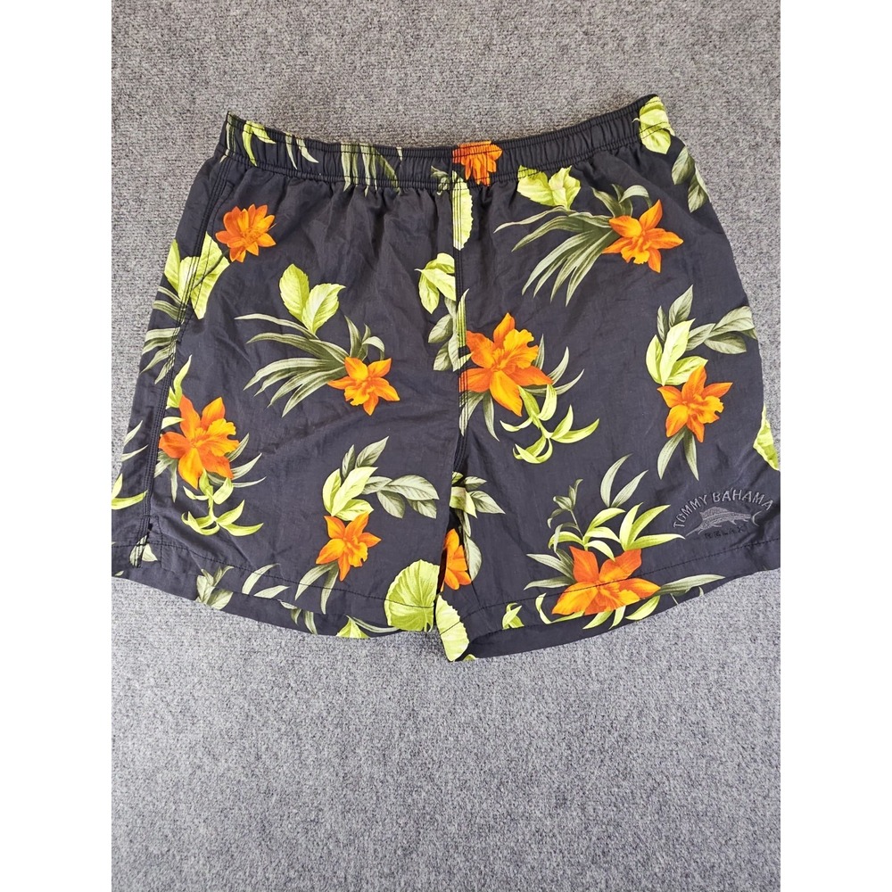 Tommy Bahama Relax Board Shorts Mens Lrg Black Floral Swim Trunks Beachwear 1696